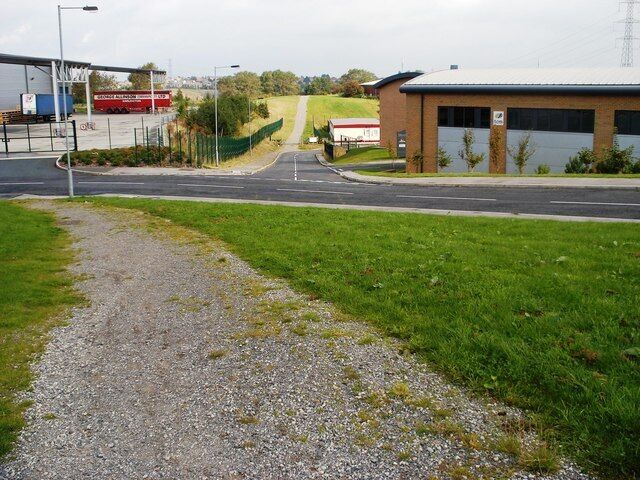 Footpath through the business park The road is Jane's Hill