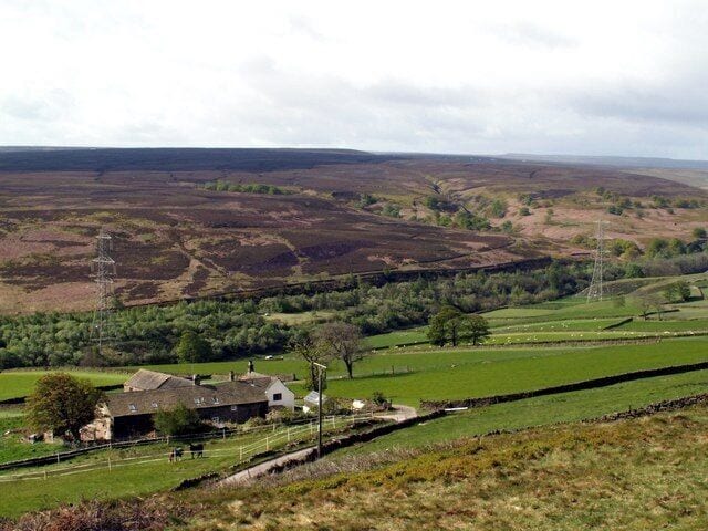 Eltack Farm from Brook Hill Lane Thurlstone Moors is above the centre running tree line.