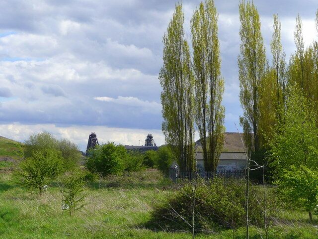 View of the pit. Looking south from Kirton Lane towards the winding-gear of Hatfield Main colliery which is well described in 741076 and http://www.minersadvice.co.uk/hatfieldmain.htm