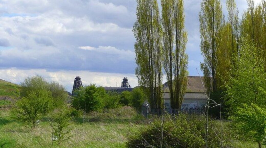 View of the pit. Looking south from Kirton Lane towards the winding-gear of Hatfield Main colliery which is well described in 741076 and http://www.minersadvice.co.uk/hatfieldmain.htm