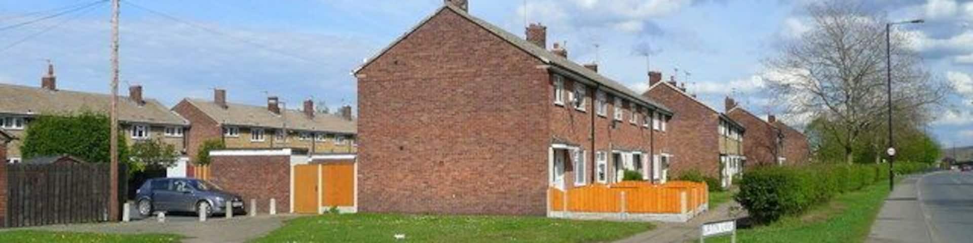 Housing on Kirton Lane, Stainforth Facing the spoil-heaps of the Hatfield Main colliery.