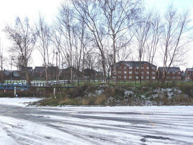 Snow-covered car park At the junction of Gorton Street and Wakefield Road, Kinsley