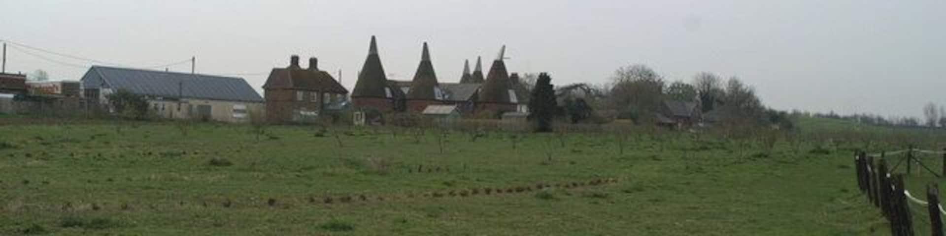Rear view of oast houses in Goodnestone