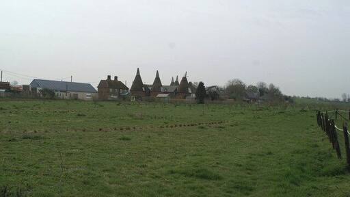 Rear view of oast houses in Goodnestone
