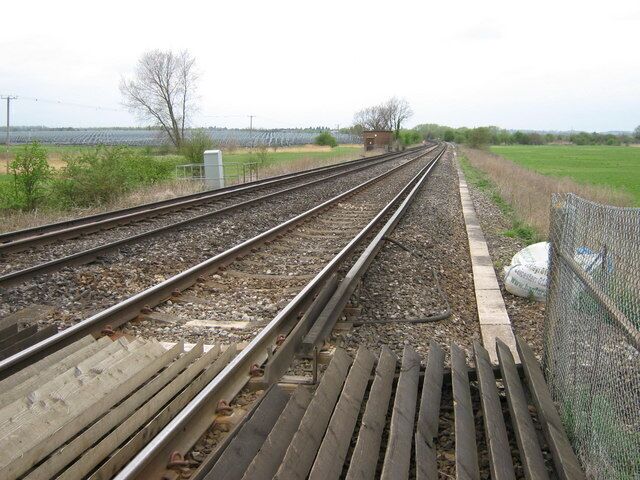 Railway to Faversham from Whitstable As seen from level crossing, near Goodnestone Court.