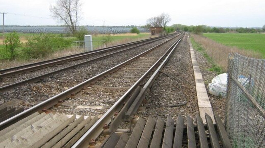 Railway to Faversham from Whitstable As seen from level crossing, near Goodnestone Court.