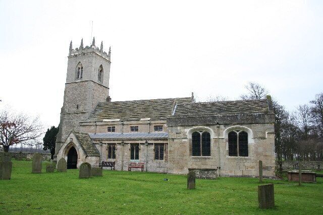 St.Katherine's church, Loversall, South Yorkshire. A tower base of c1300, the rest all Perpendicular or 1855 rebuilding by Sir.G.G.Scott. Interesting tomb-chest in the churchyard.
