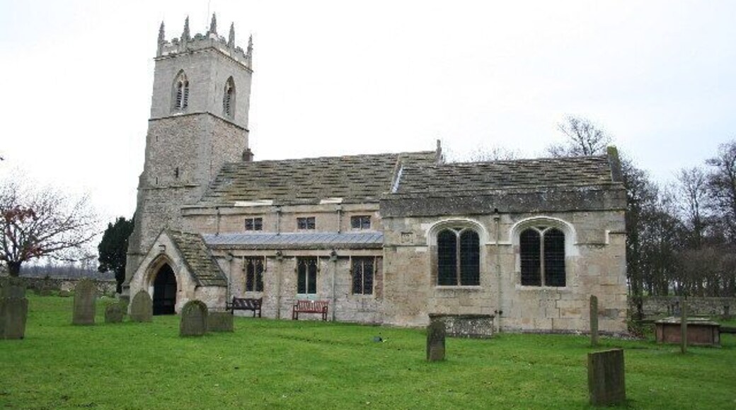 St.Katherine's church, Loversall, South Yorkshire. A tower base of c1300, the rest all Perpendicular or 1855 rebuilding by Sir.G.G.Scott. Interesting tomb-chest in the churchyard.