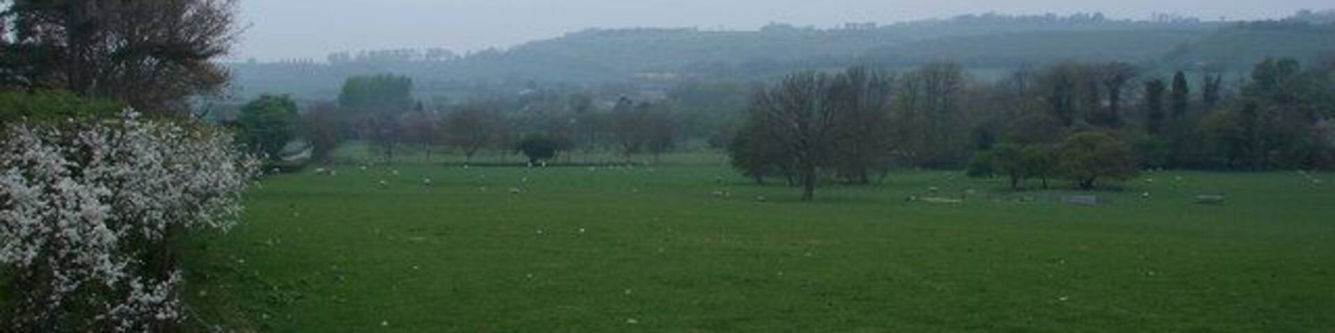 View towards Postling Taken off Cuckoo Lane, part of the Pilgrims Way, looking across the fields towards the village of Postling.