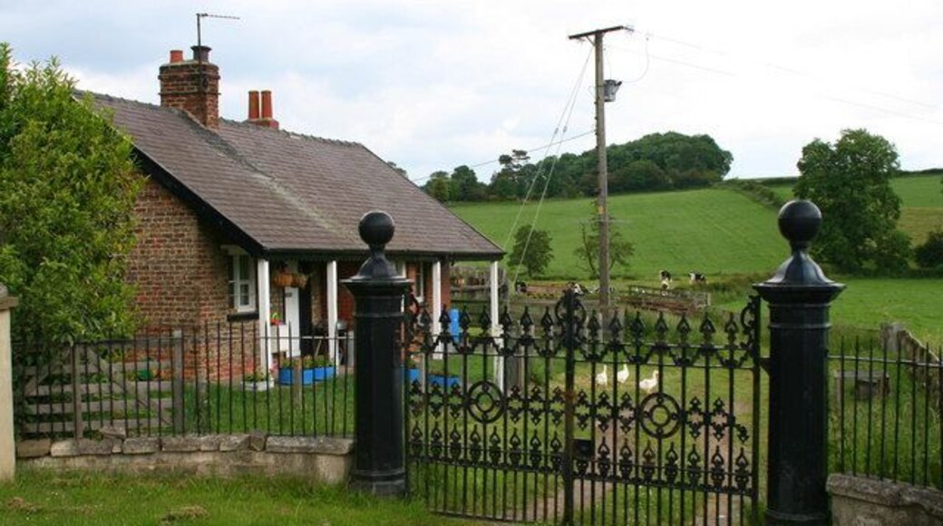 Risley Lodge The Lodge stands inside these impressive gates which guard a track over Markington Beck and on to a modern house named Risley or Riseley, perhaps an indication that this was the entrance to a much grander house in the past.