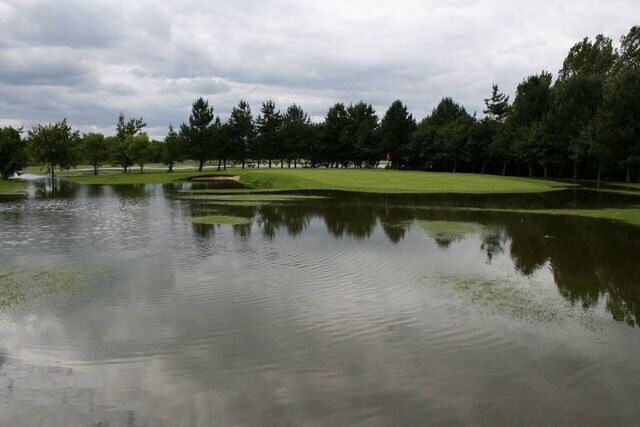 Boothferry Golf Club, Spaldington, East Riding of Yorkshire, England. The 11th green at Boothferry Golf Club with a few more water hazards