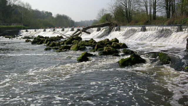 Weir - River Don at Sprotborough Here the canalised river and canal become separate for a short distance.