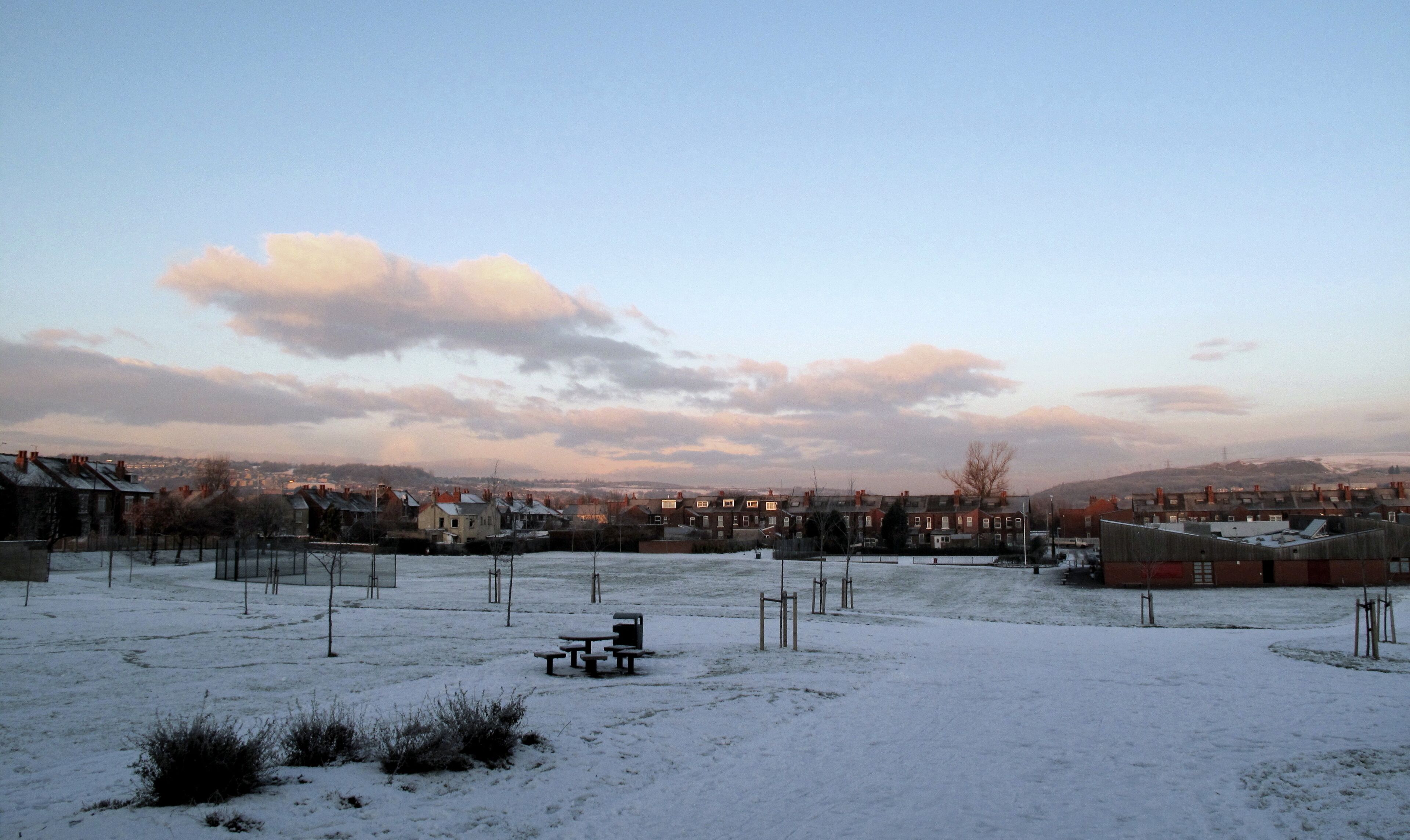 Tinsley 'n snow Snow and sunset