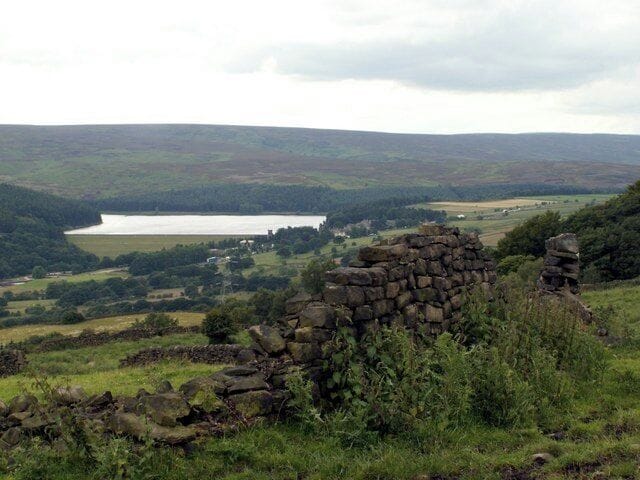 Old Boundary Wall from Hartcliff Hill Rd. Langsett Reservoir can be seen in photo.