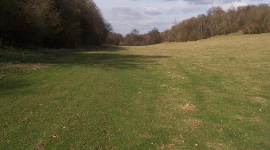 Bridleway in Valley Path leads between Filmer Wood (on left) and King's Acre (on right) then it leads on to Old Lenham Road.