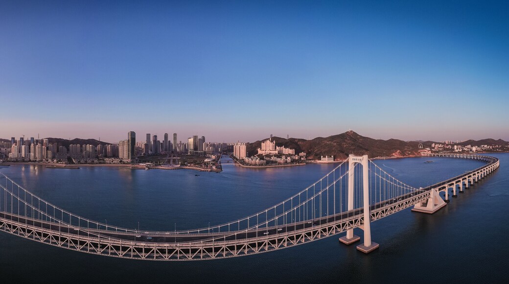 Aerial photography of Dalian Xinghai Square, the second largest square in Asia, taken in Dalian, Liaoning Province, China