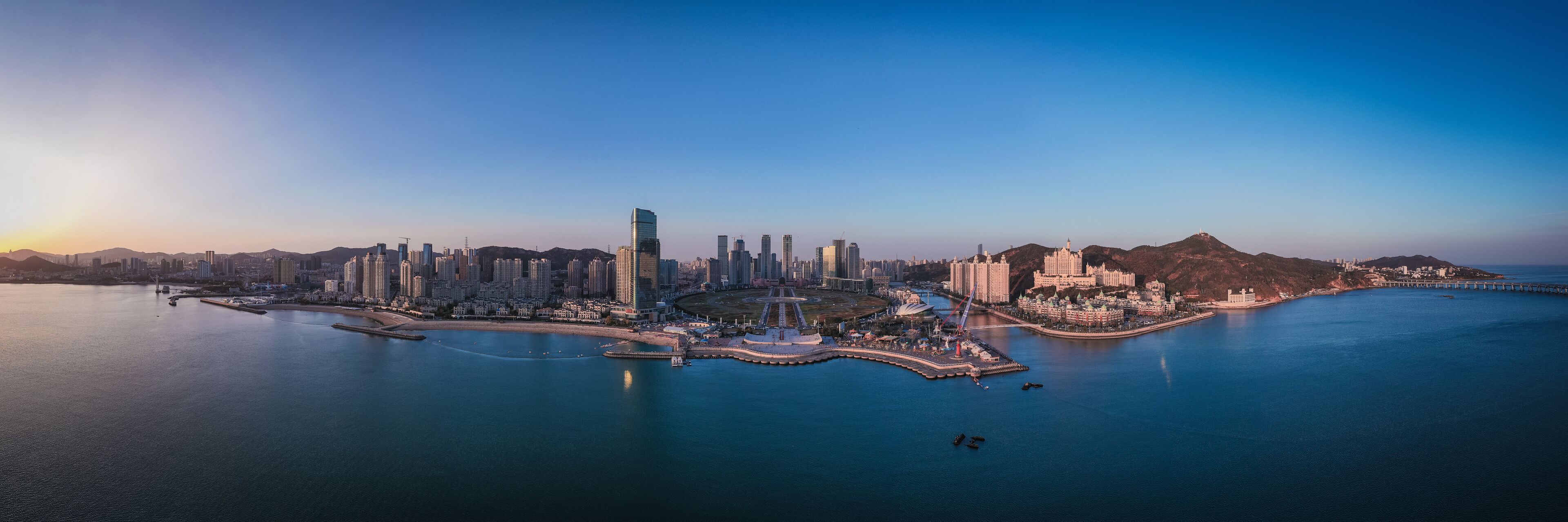 Aerial photography of Dalian Xinghai Square, the second largest square in Asia, taken in Dalian, Liaoning Province, China
