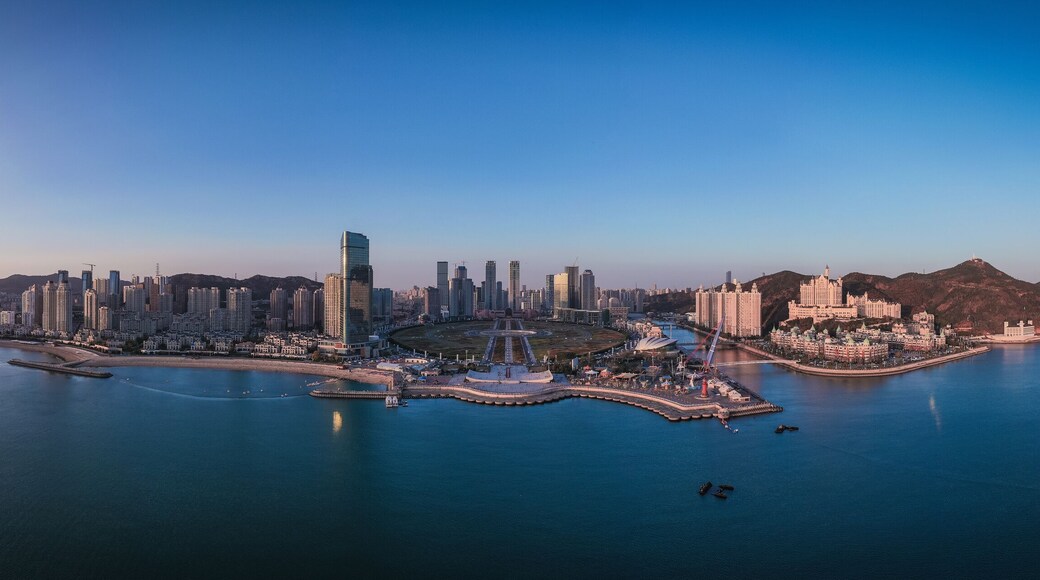 Aerial photography of Dalian Xinghai Square, the second largest square in Asia, taken in Dalian, Liaoning Province, China