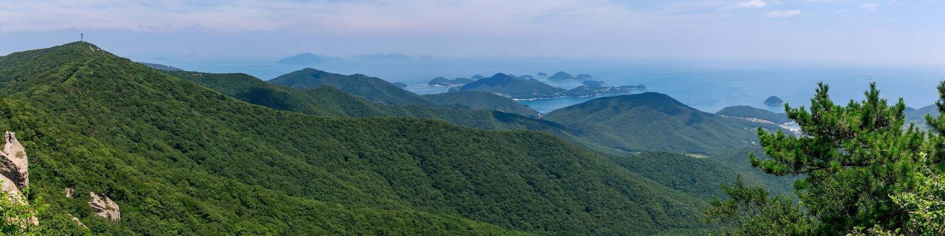 Beautiful landscape of Hallyeohaesang National Park view from Geumsan Mountain