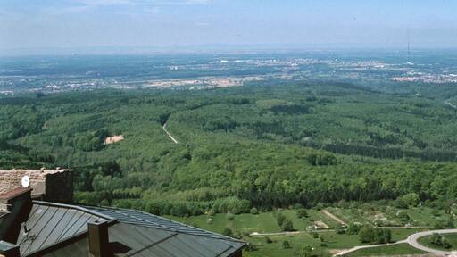 Blick von der Burg Alt Eberstein, Ebersteinburg, Baden-Baden, in die Rheinebene