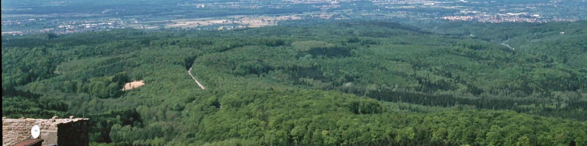 Blick von der Burg Alt Eberstein, Ebersteinburg, Baden-Baden, in die Rheinebene