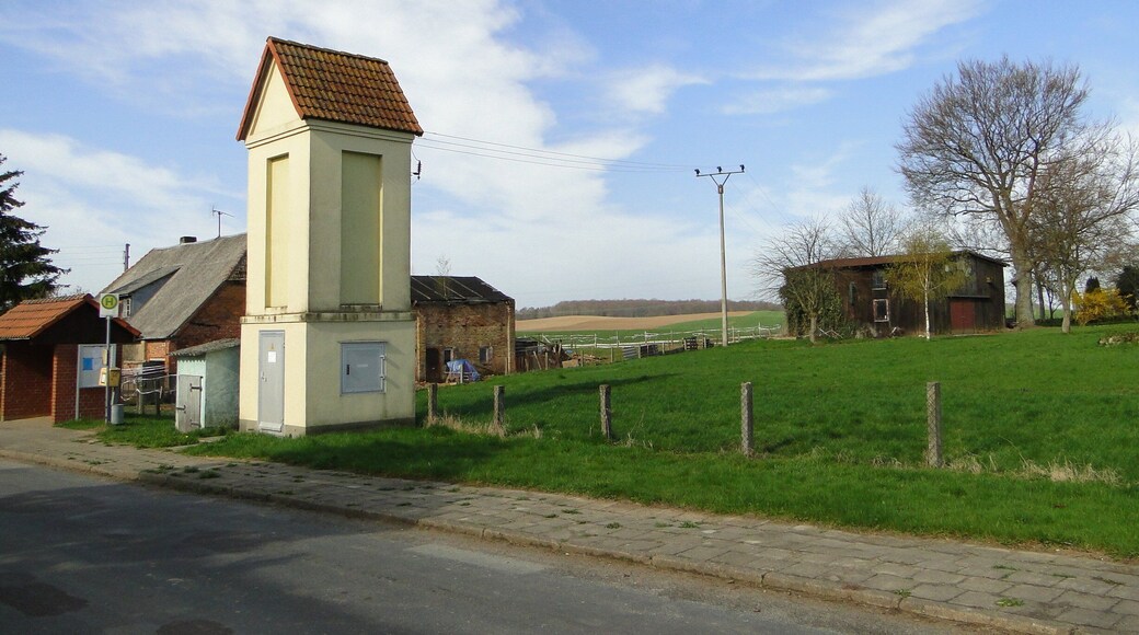 Distribution substation in the Lange Straße in Augzin, district Ludwigslust-Parchim, Mecklenburg-Vorpommern, Germany