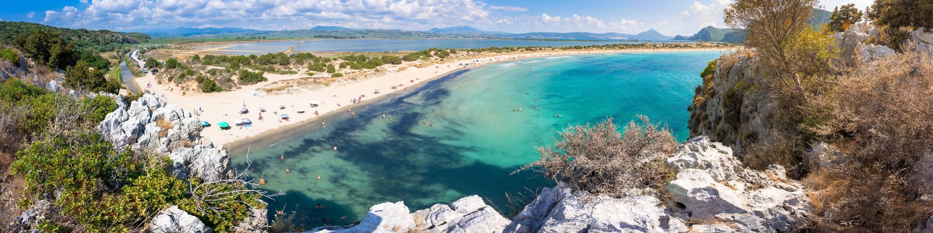 Amazing tropical sandy beach of Voidokilia, Peloponnese, Greece.