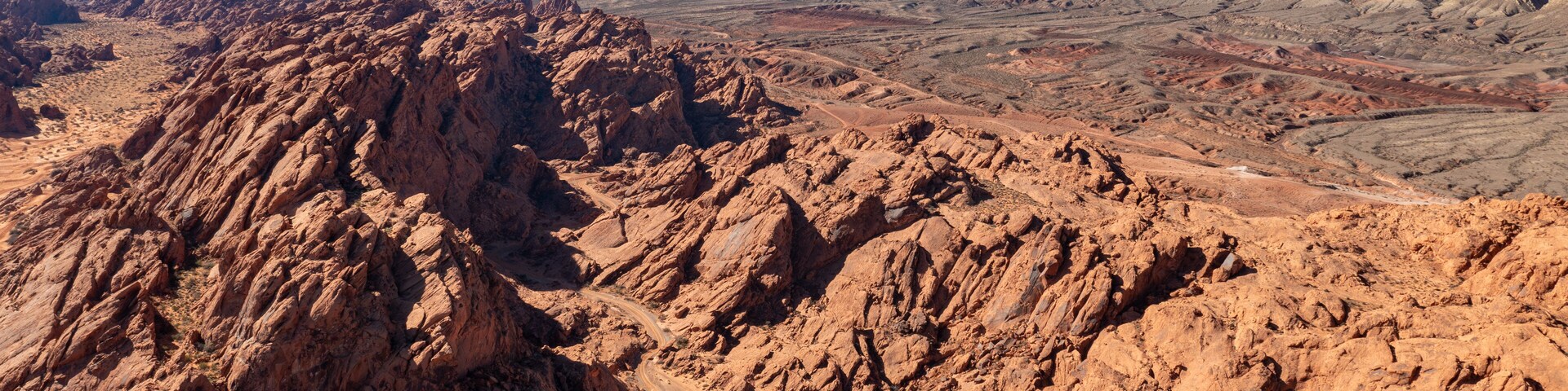 The stunning beauty of Valley of Fire National Monument and Logandale Trail area from above