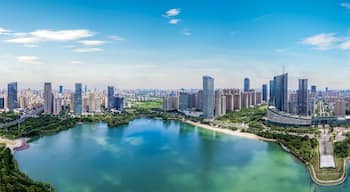 Aerial photo of a large panoramic view of the city of Hefei, Anhui.. .