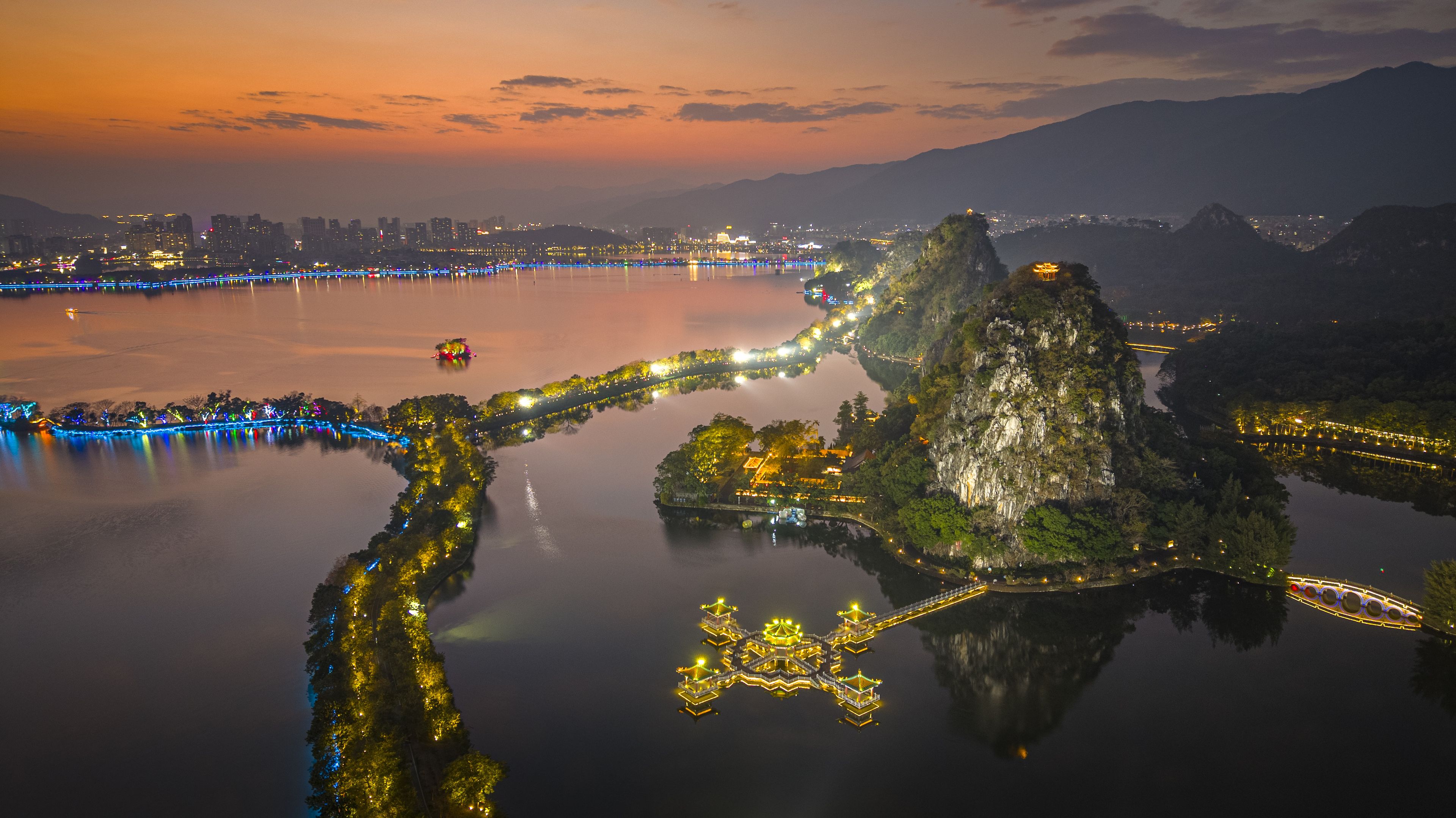 Seven Star Crags at dusk, Zhaoqing, China