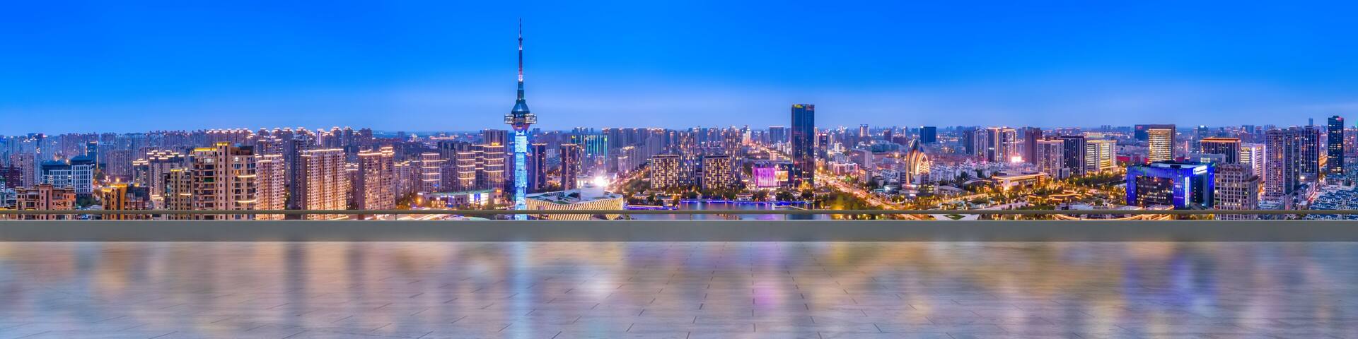 Aerial photography of Yancheng city, China at night