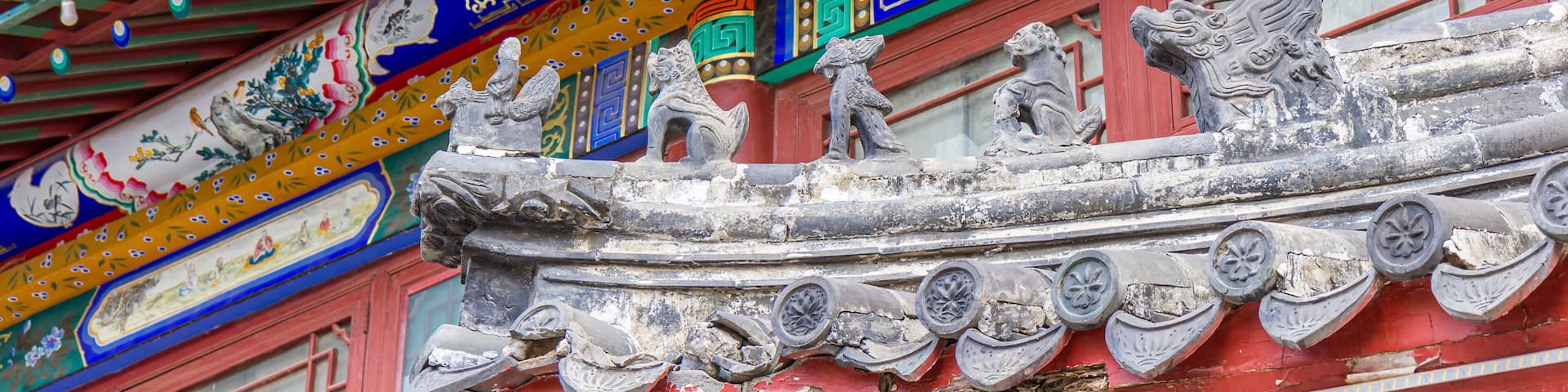 Panorama of decorative roof charms in Yangliuqing town in Tianjin, China