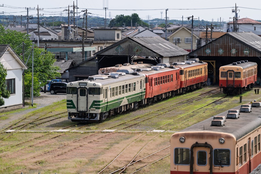 Kominato railway's old-Fashioned Trains parked at Goi Station in Ichihara, Chiba Prefecture