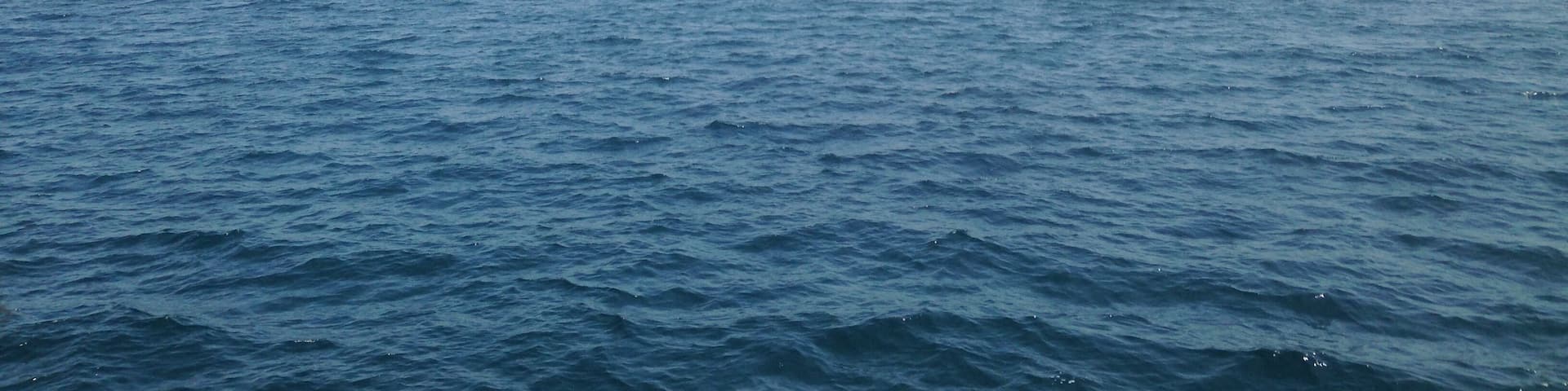 筑前大島行きの「フェリーおおしま」より望む地島(左)と鐘ノ岬(右)