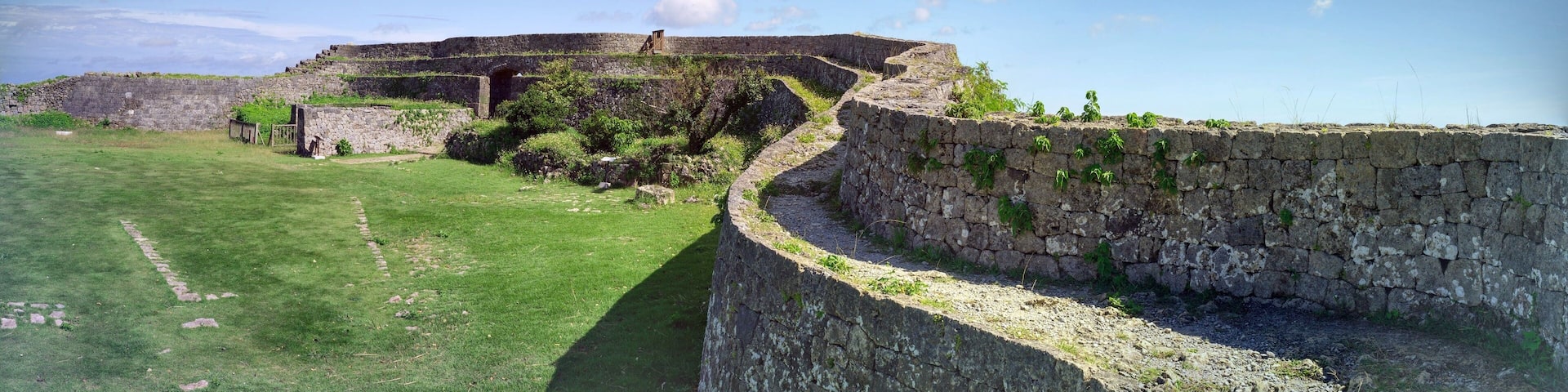 Okinawa, Japan - October 23, 2016: Nakagusuku Castle Ruins Scenery, The famous castle of tourist attraction in Ryukyu kingdom, Okinawa Japan.