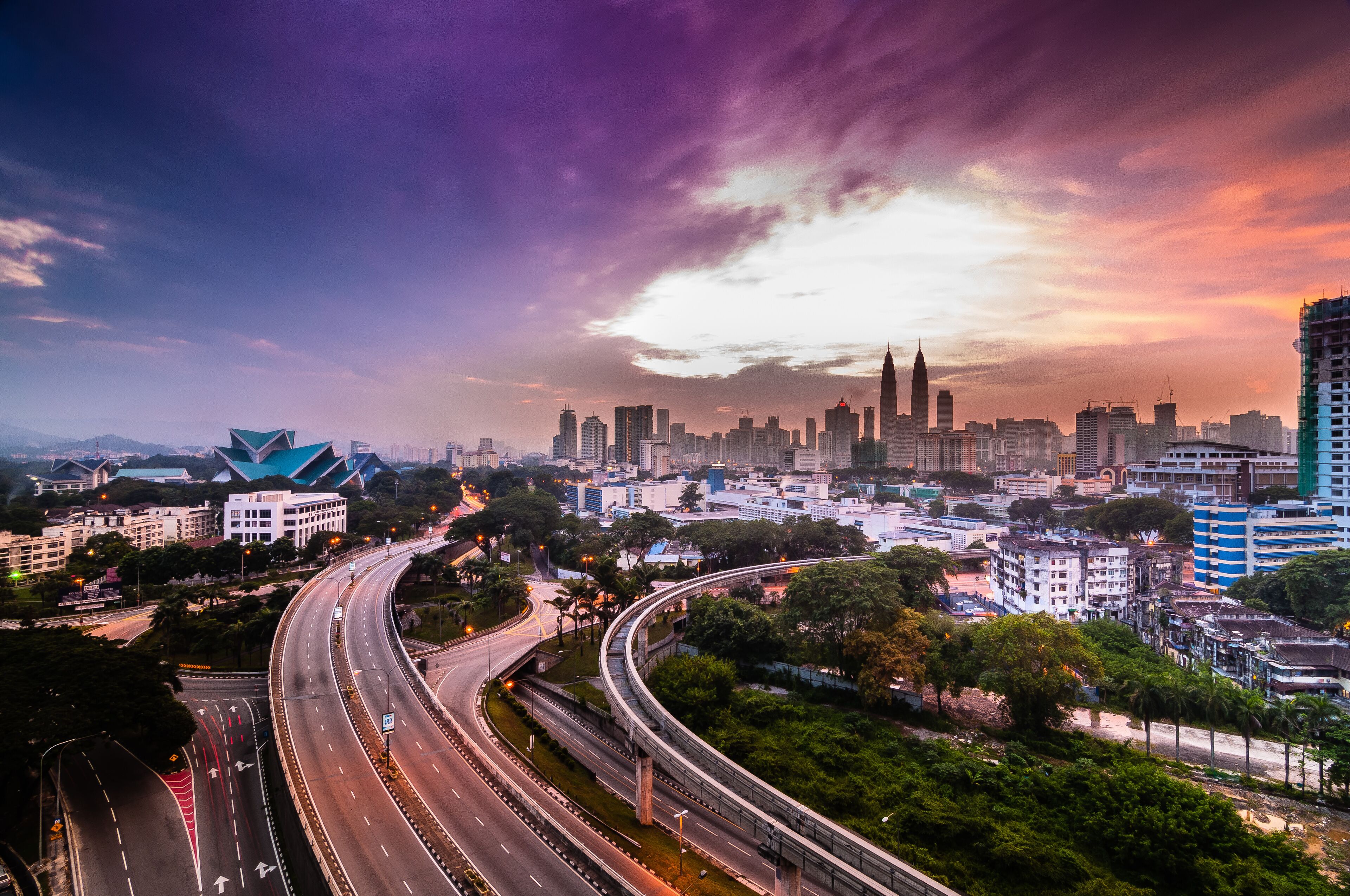 Kuala Lumpur from above during sunrise