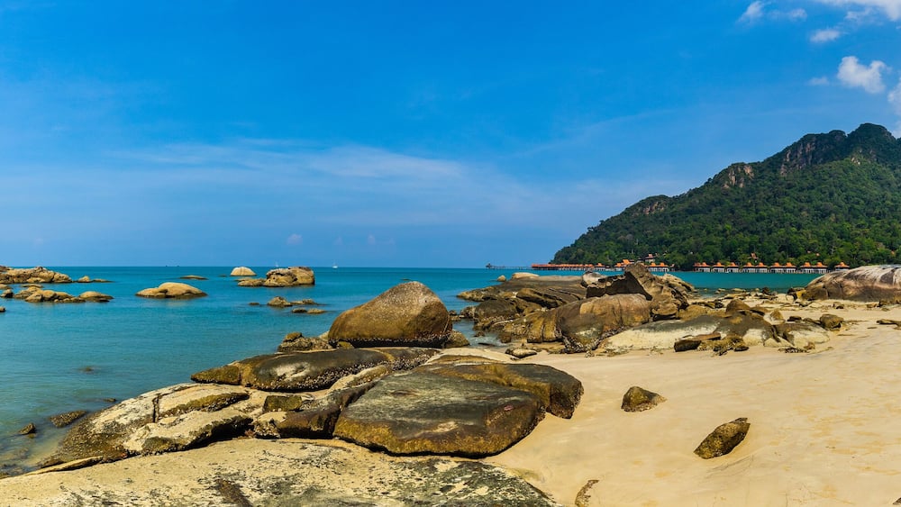 The beautiful summer background of Langkawi Beach in Malaysia.