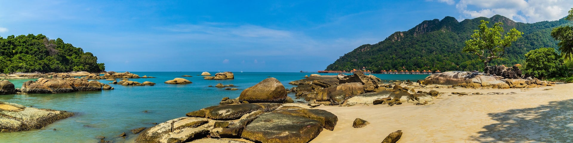 The beautiful summer background of Langkawi Beach in Malaysia.