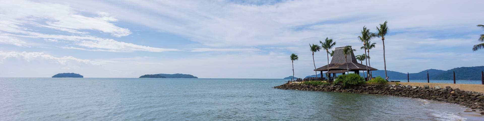 The most famous sunset view beach of Tanjung aru Beach Kota Kinabalu, Sabah, Malaysia