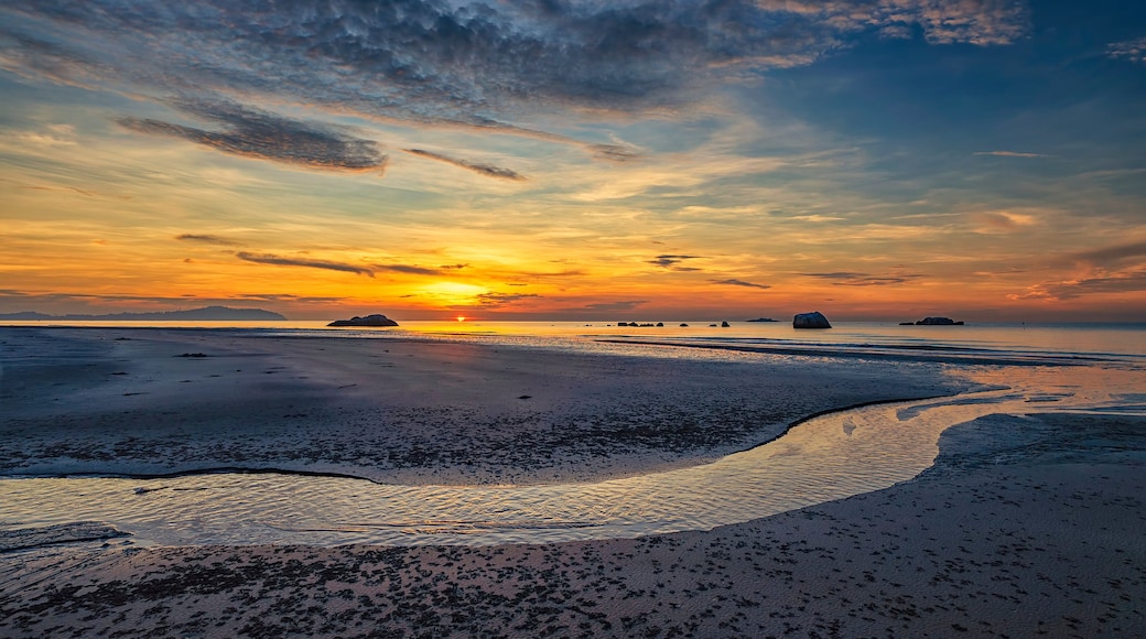 Beautiful sunrise shot from beach of Kuantan in Pahang, Malaysia.