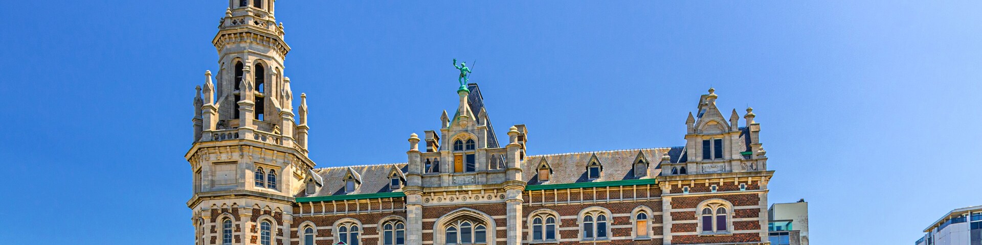 Loodswezen Pilotage Building and Monument for Killed Belgian sailors in Antwerp city historical centre, port area in Antwerpen old town, Flemish Region, Belgium