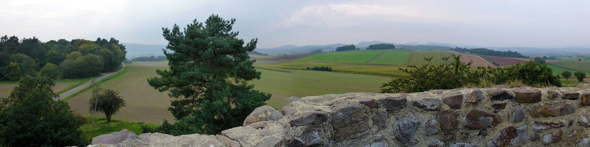 Panoramafoto von der Braunauer Warte mit Blick nach Westen zum Kellerwald