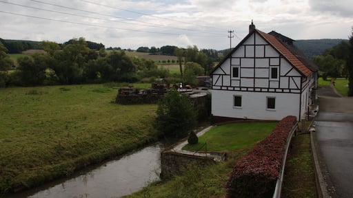 Half-timbered building (water mill), Am Muehlberg 10 in Hemmen, Schlitz, Hesse, Germany