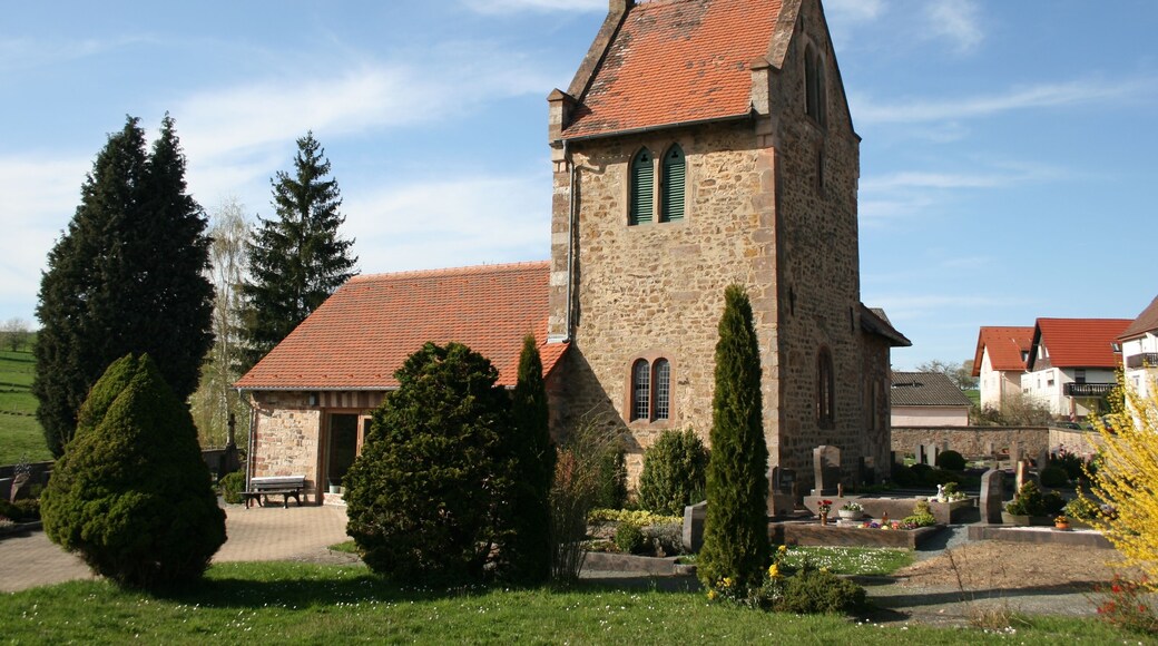 Evangelische Kirche in Rehbach (OT von Michelstadt), Odenwaldkreis, Hessen, ersterwähnt 1113.