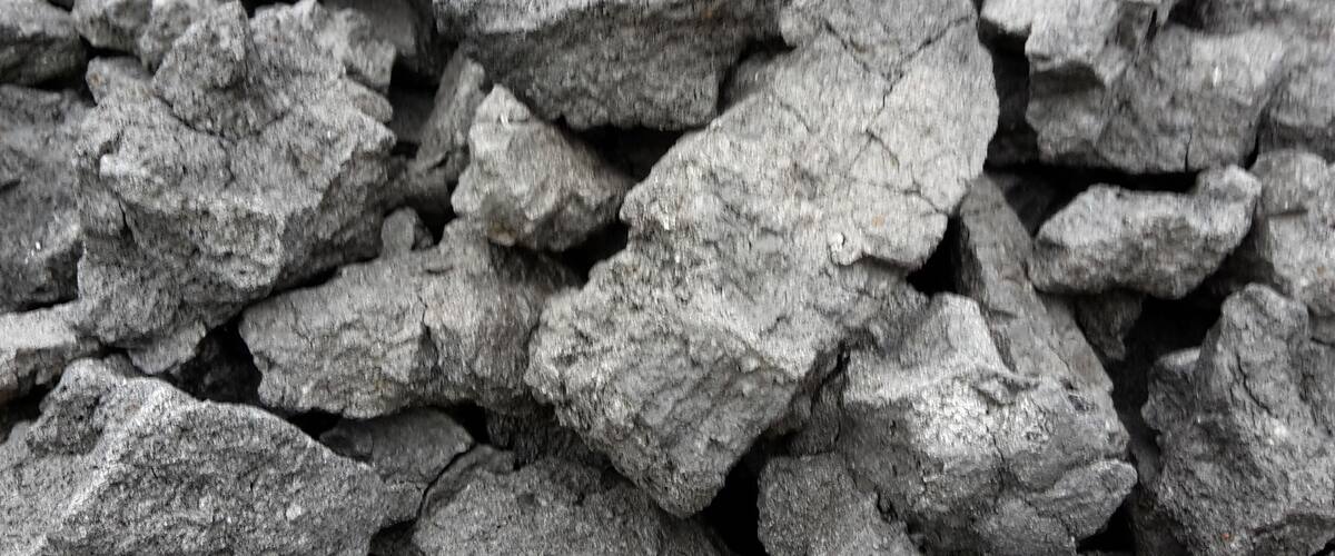 A close-up of gray, irregularly shaped rocks.