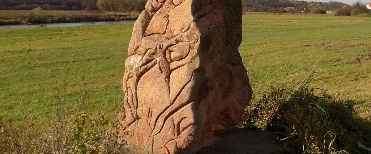 "Sun Stone" by Erika Zucholdin the Mulde valley south of Höfgen (Grimma, Leipzig district, Saxony)