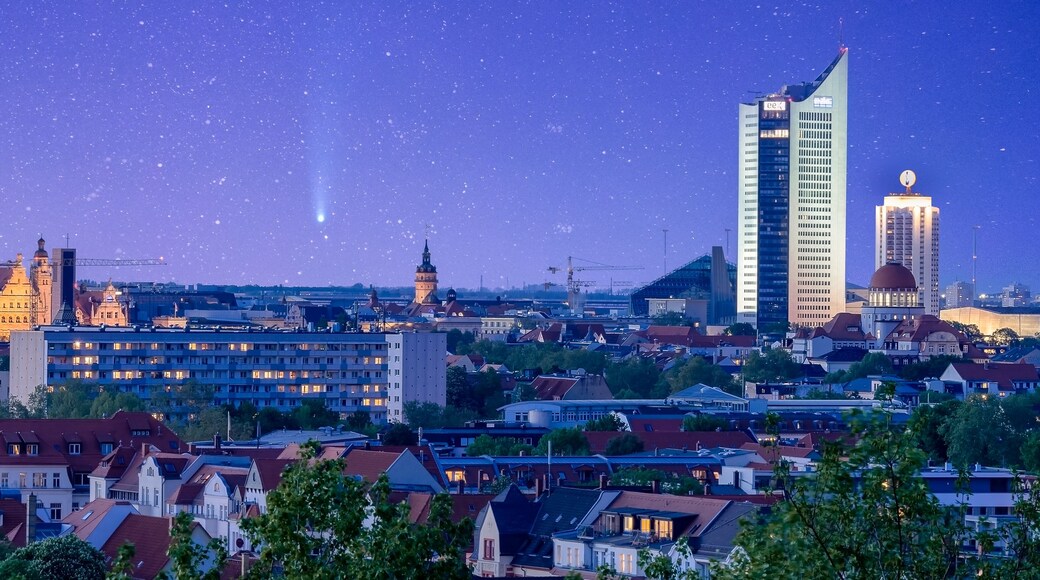 Comet Neowise over Skyline Leipzig Germany