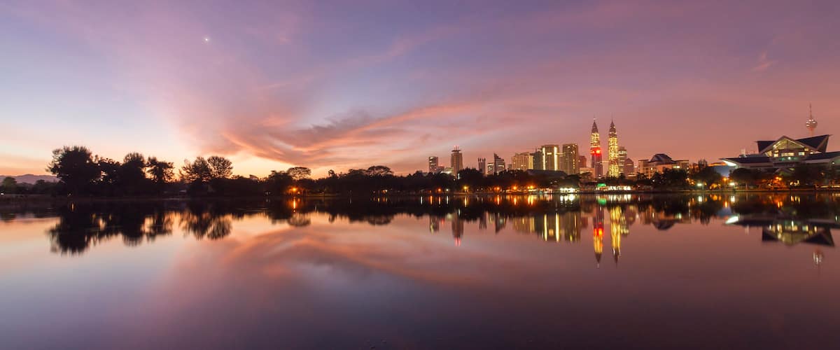 Kuala Lumpur, Malaysia skyline at Titiwangsa Park.