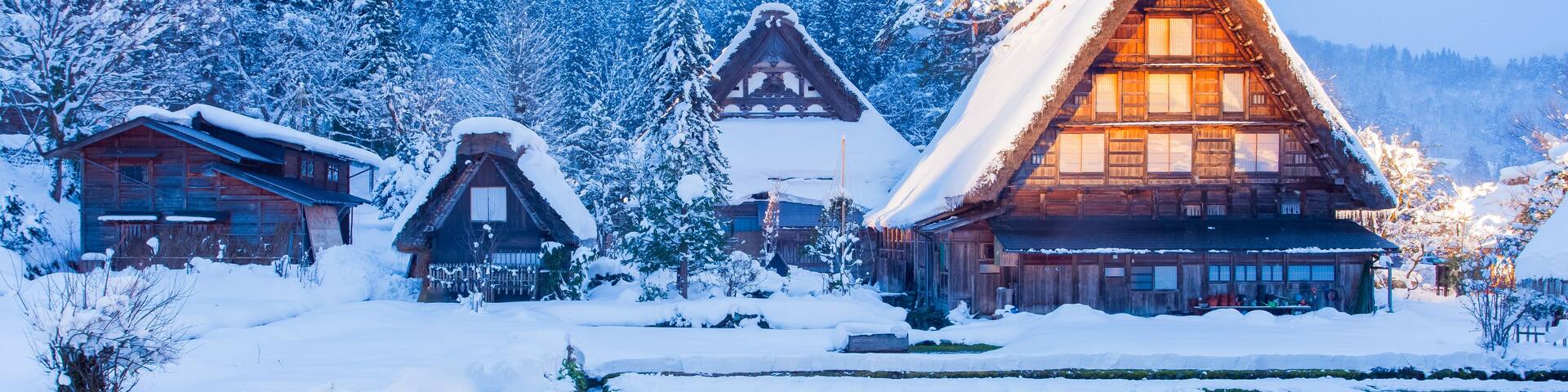 World Heritage Site Shirakawago village and Winter Illumination, Shutterstock ID 649731880, Purchase Order: -