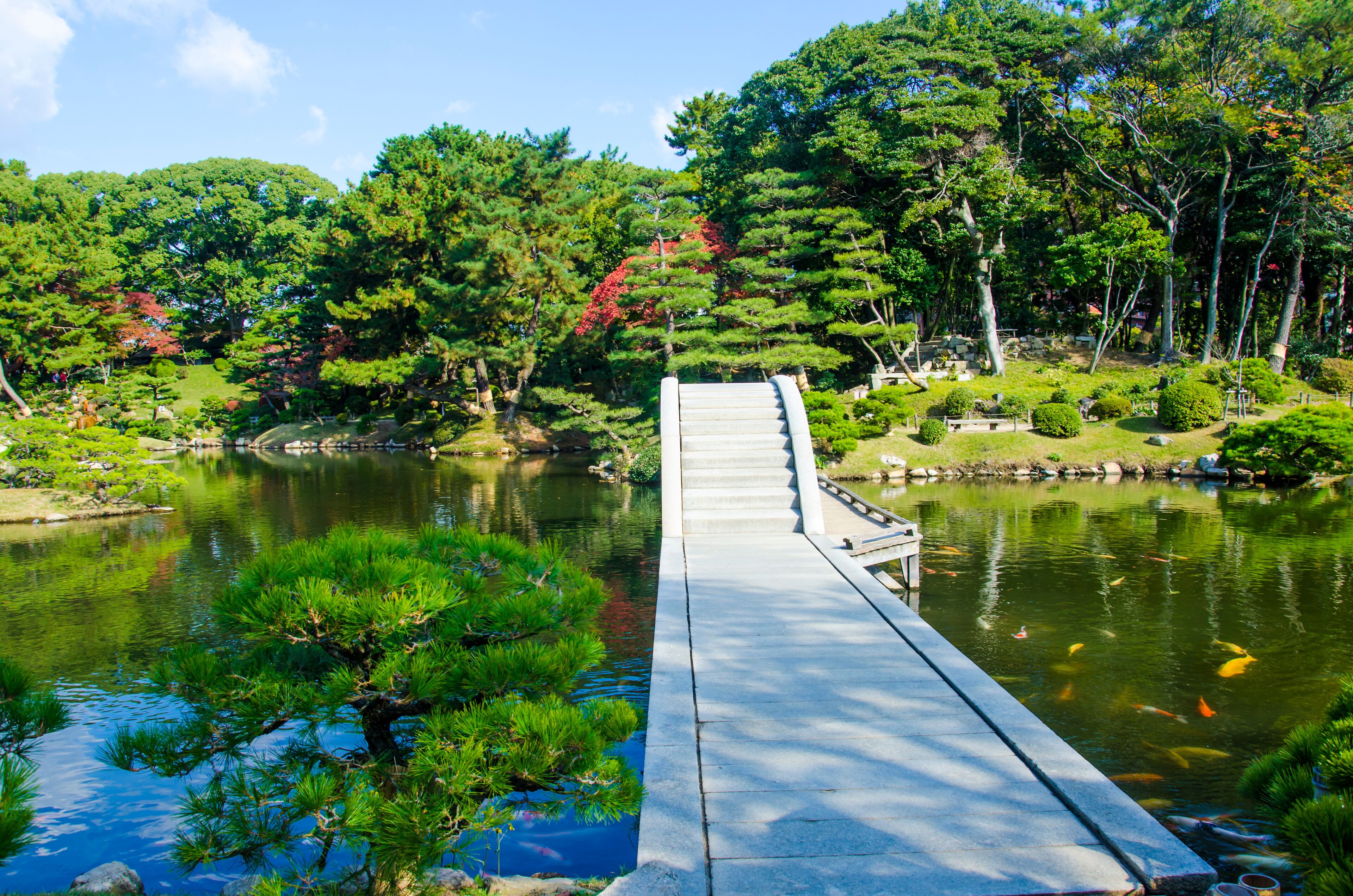 Shukkeien Japanese style garden in Hiroshima , Japan